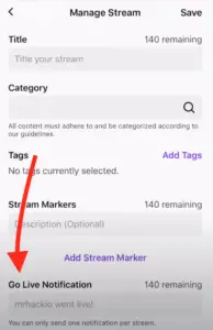 Go Live Notification in Twitch