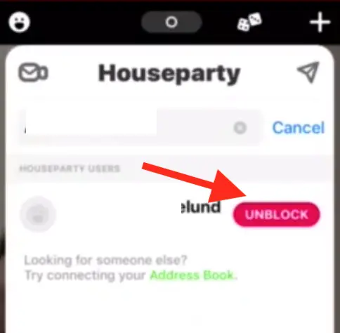 unblock someone on houseparty