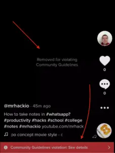 tiktok appeal removed video