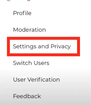 Settings and Privacy on parler app