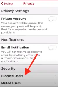 Blocked users Parler app