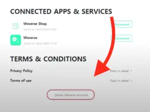 how to delete weverse account