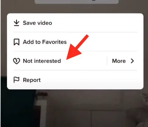 tiktok not interested popup