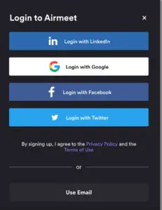 Airmeet create account