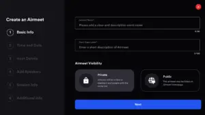 Create event in Airmeet